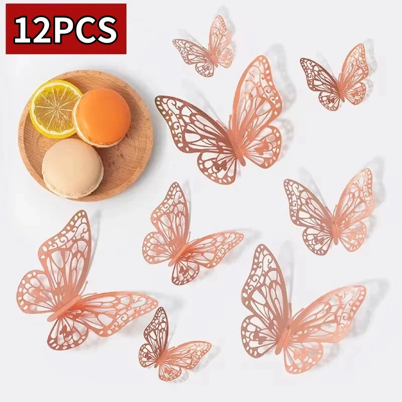 12/48Pcs 3D Butterfly  Wall Sticker