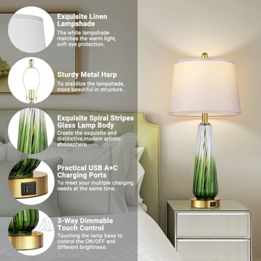 Glass Lamps(2 ) /3-Way Dimmable Touch