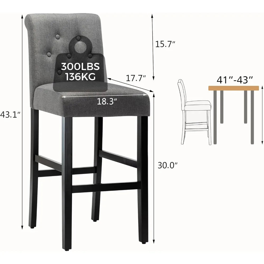 30'' Set of 4 Bar Chairs  Gray