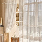 2 white lace sheer curtains