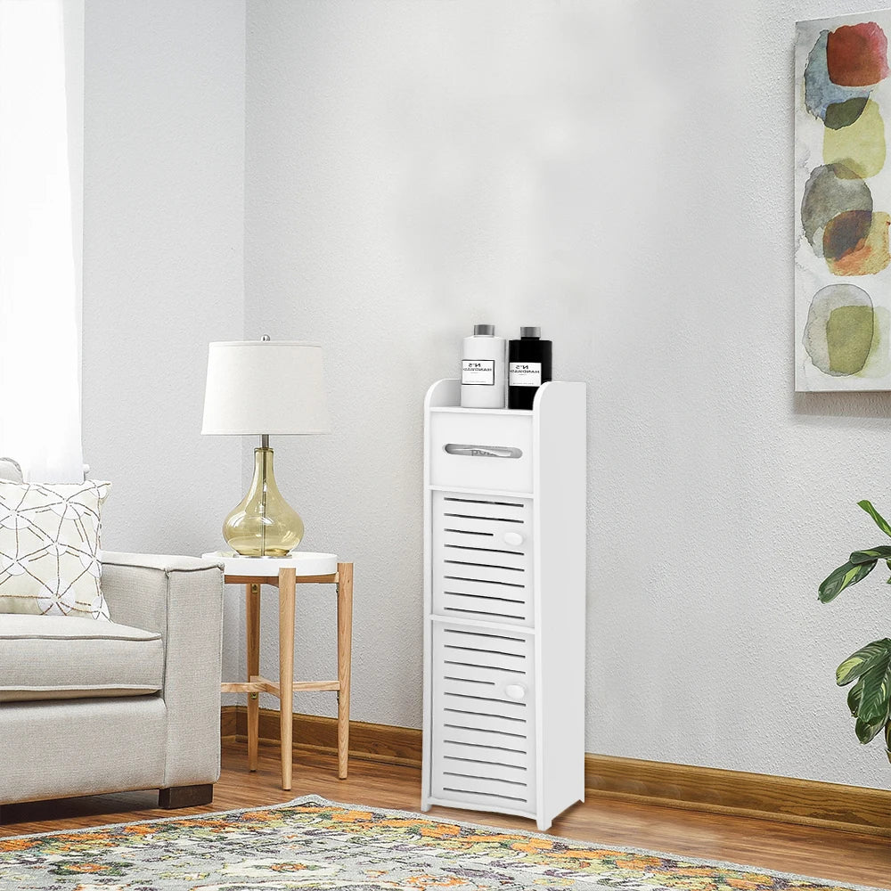 White Storage Column Cabinet