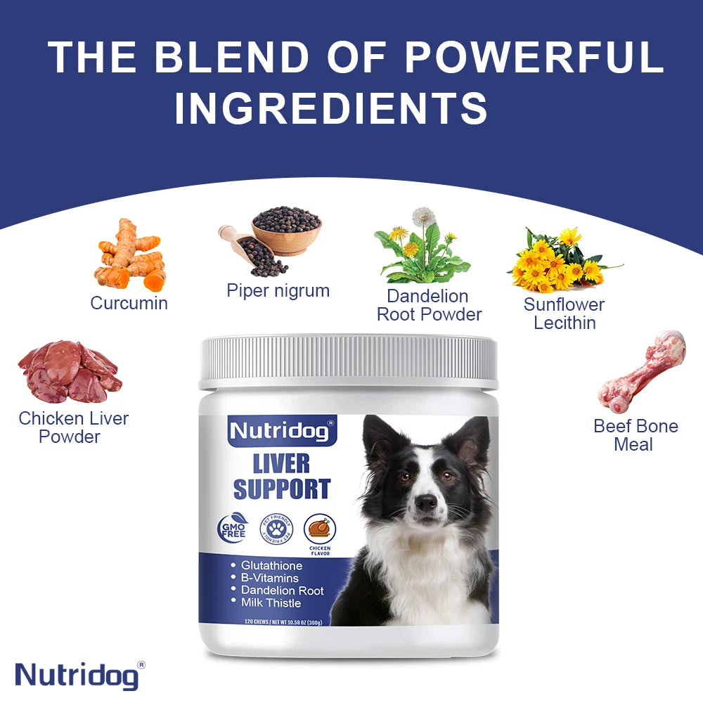 Dog Liver Support Chews 120 PCS/Bottle
