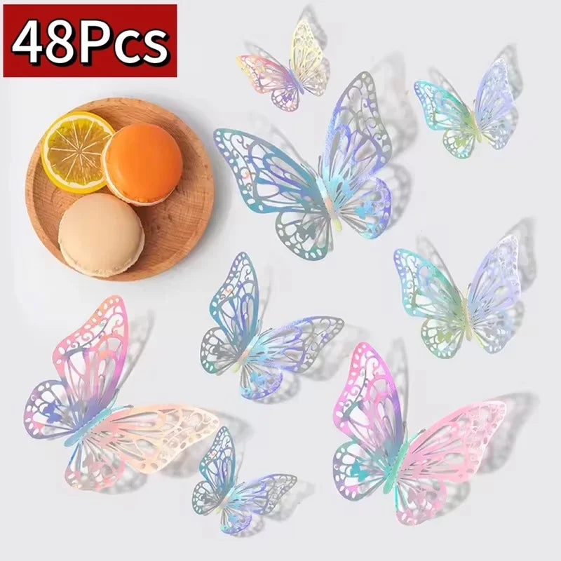 12/48Pcs 3D Butterfly  Wall Sticker