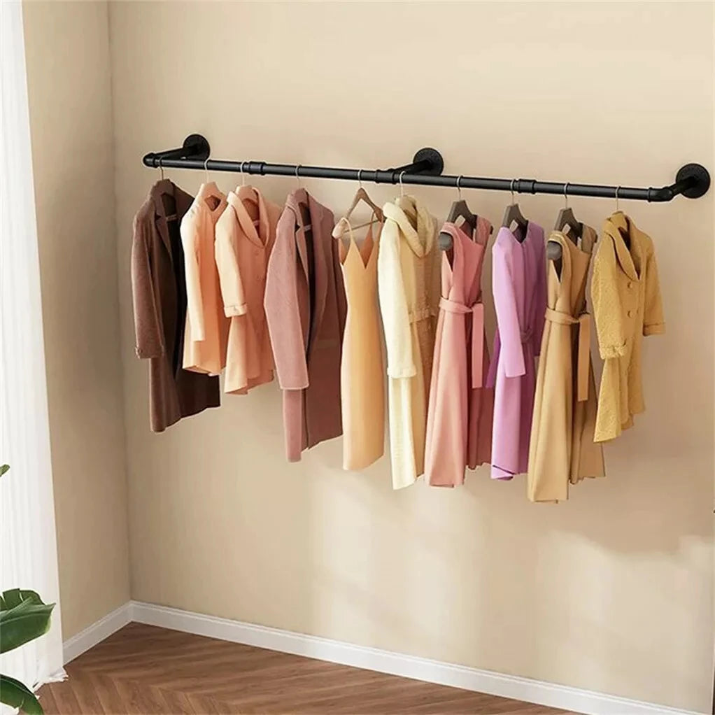 Detachable Wall Mounted Clothes Rack Black Iron