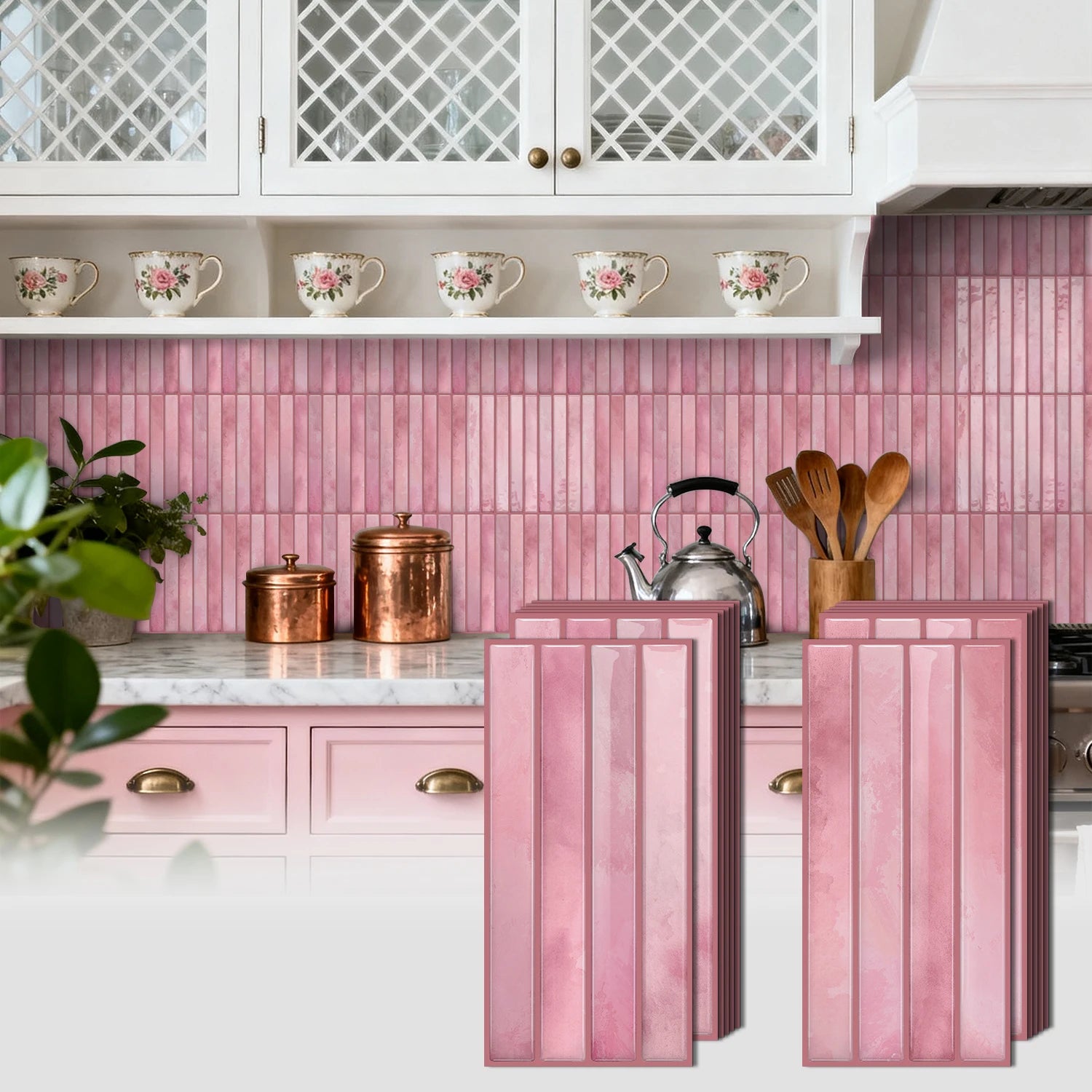 Self adhesive pink wall tiles