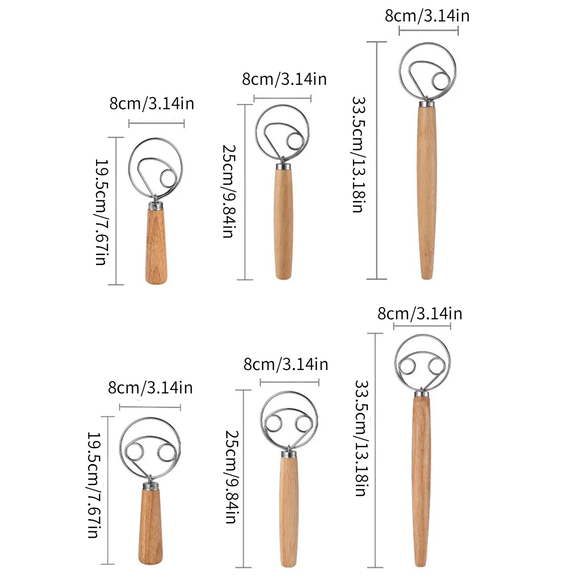 Oak Handle  Danish Dough Whisk