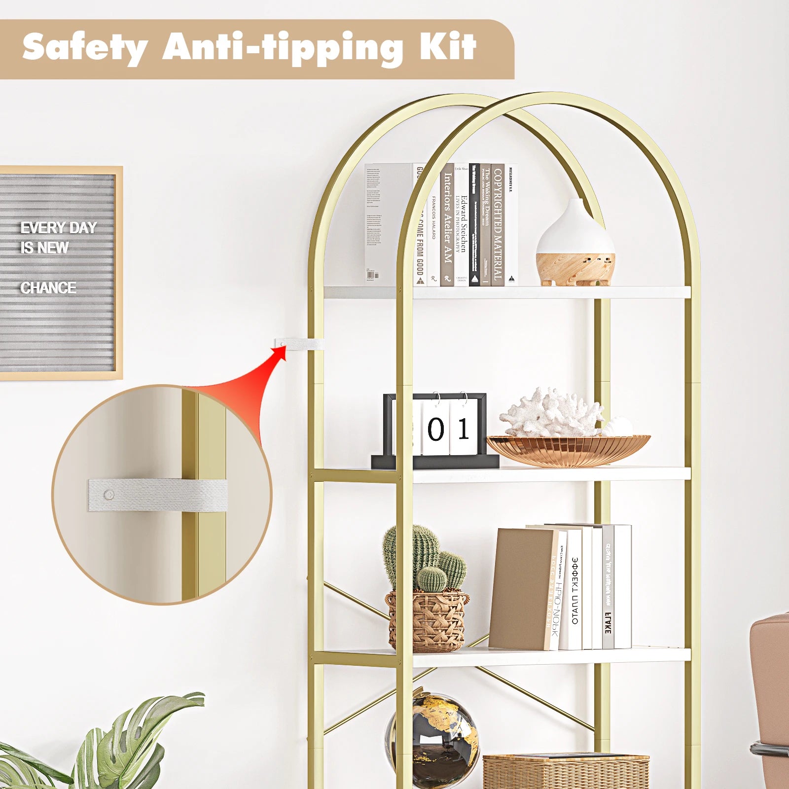 5 Tier Wooden Bookcase
