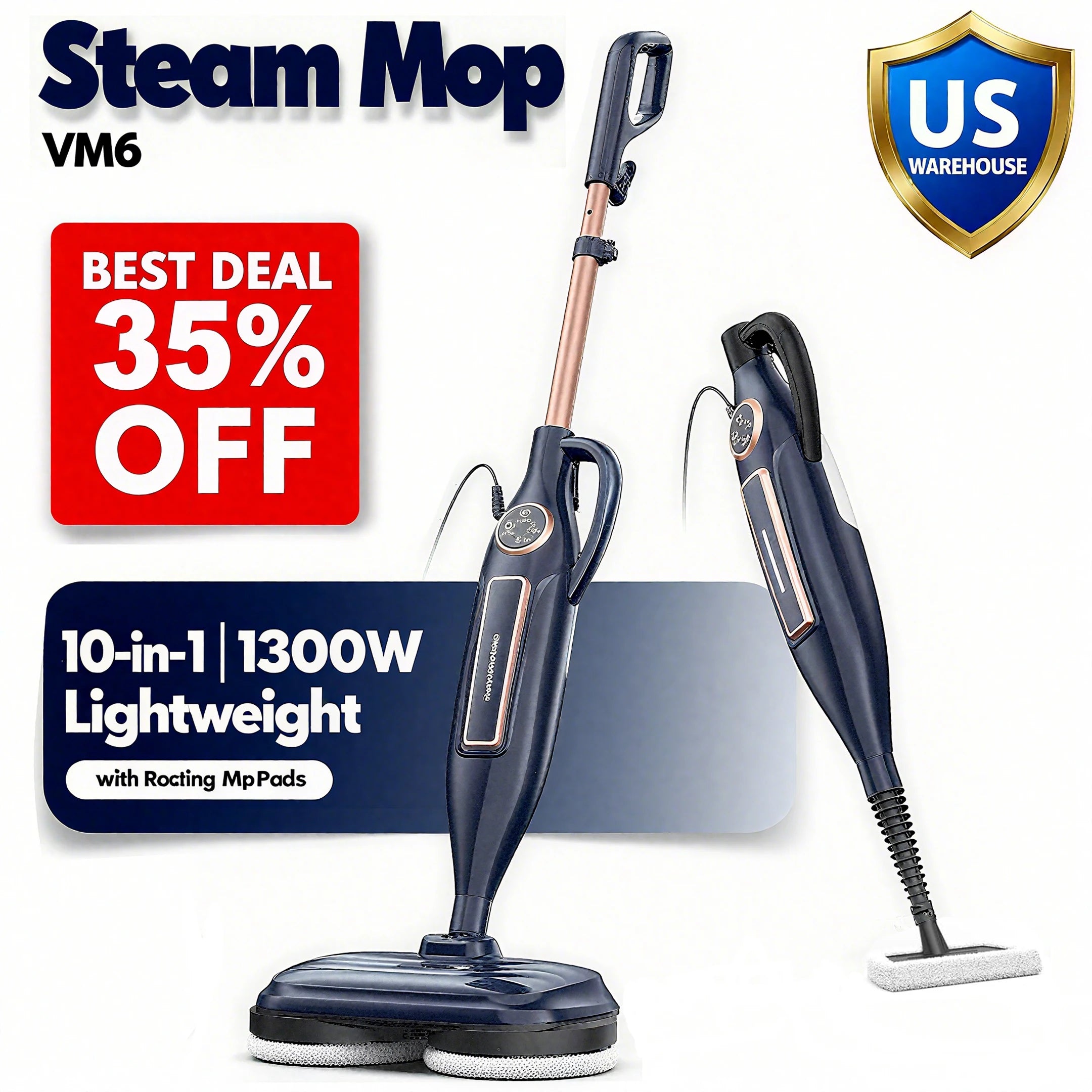 Steam Mop Cleaner with Rotating Pad