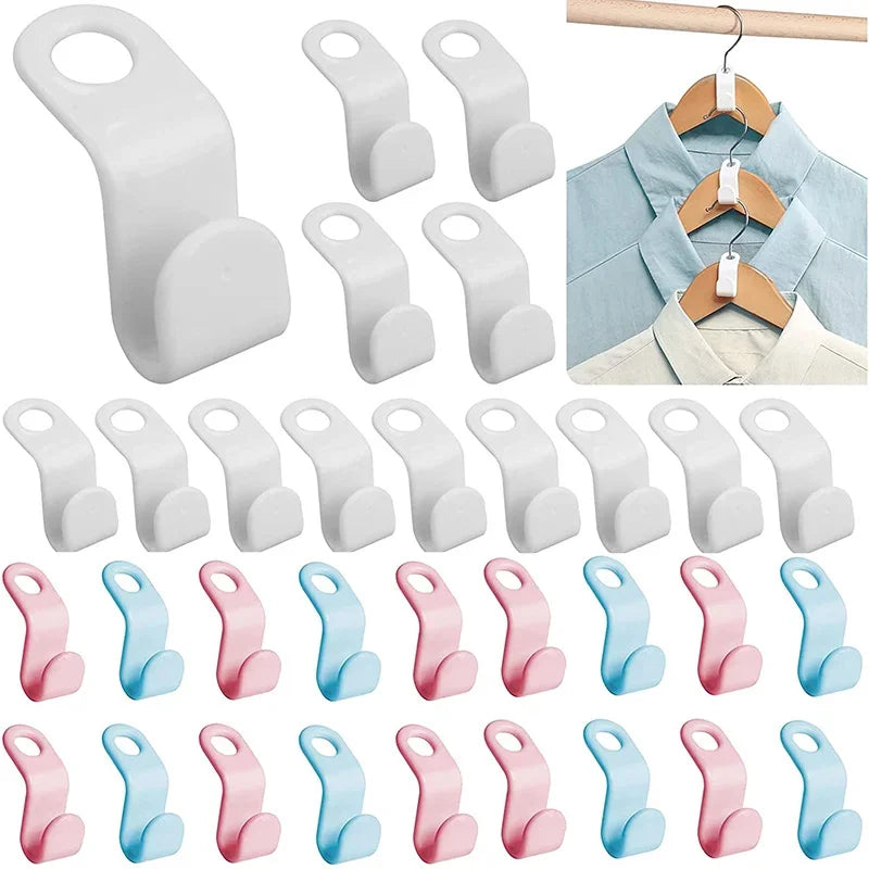 10/5Pcs Clothes Hanger Hooks Space Saving Organizer