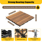 36 Pack Hardwood Patio Wood  12" × 12" Interlocking Patio Tiles