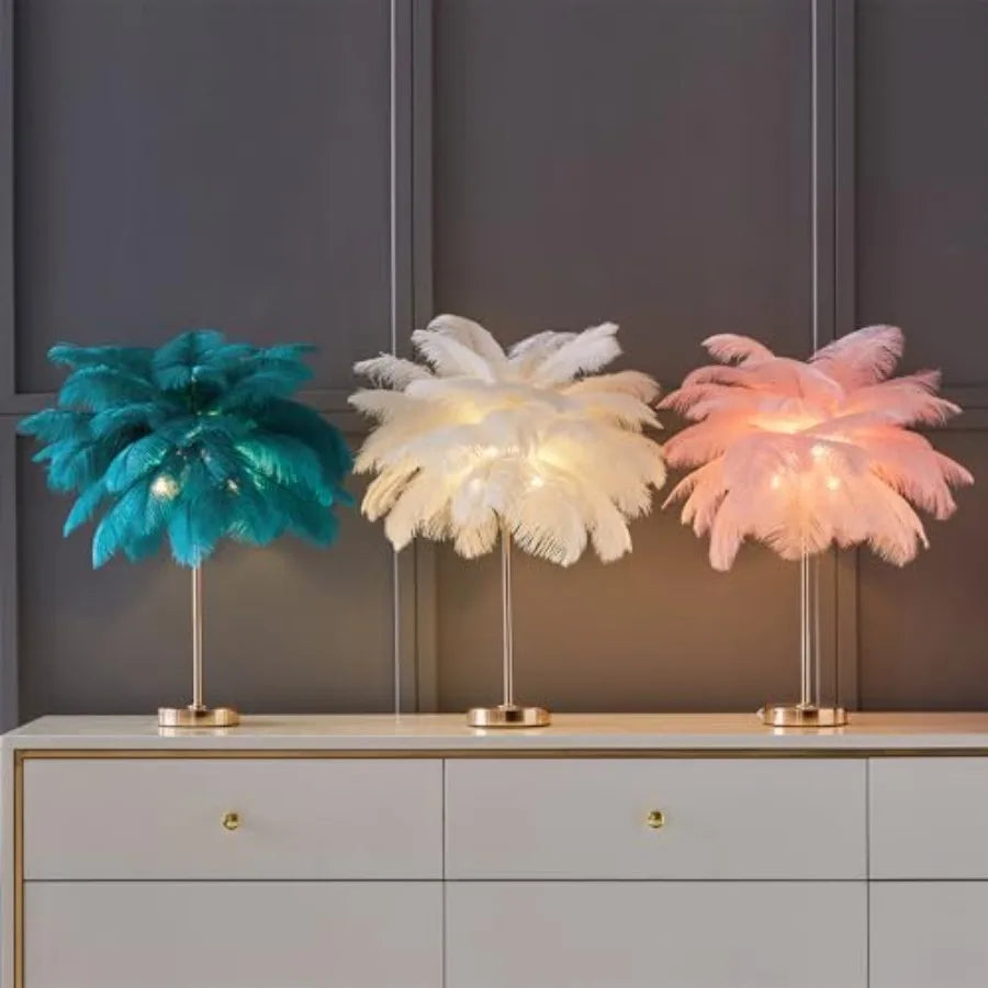 Ostrich Feather Lamp, 3-Color Modes