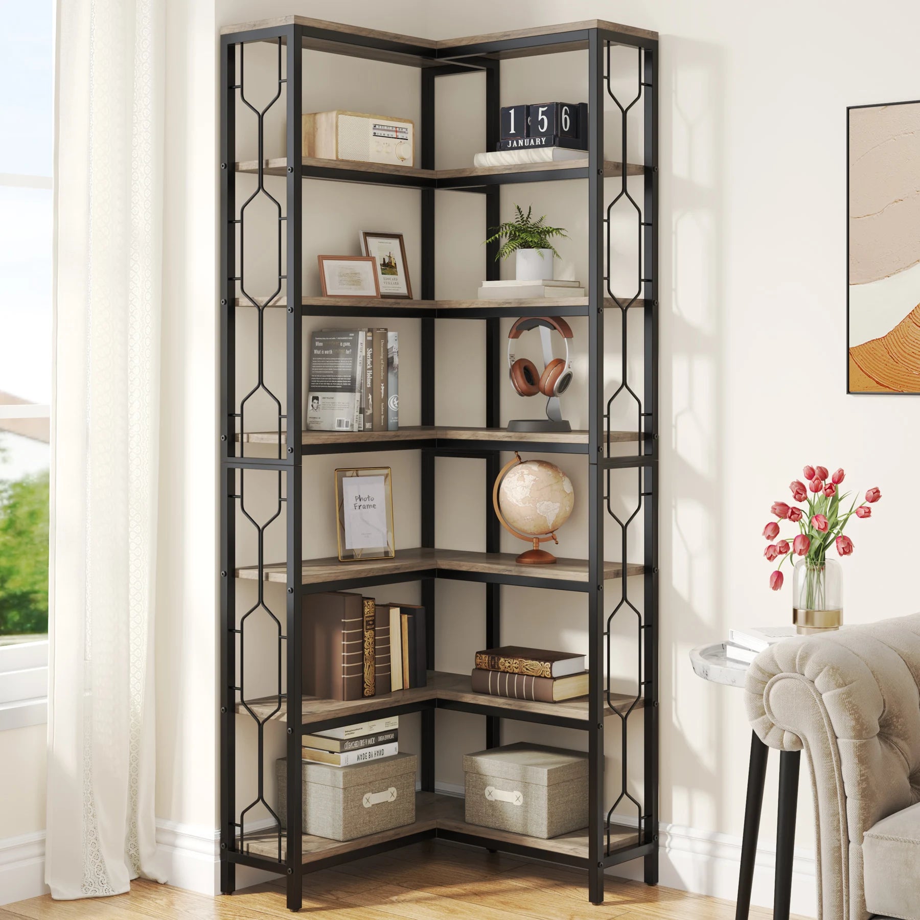 7-Tier Corner Bookshelf,