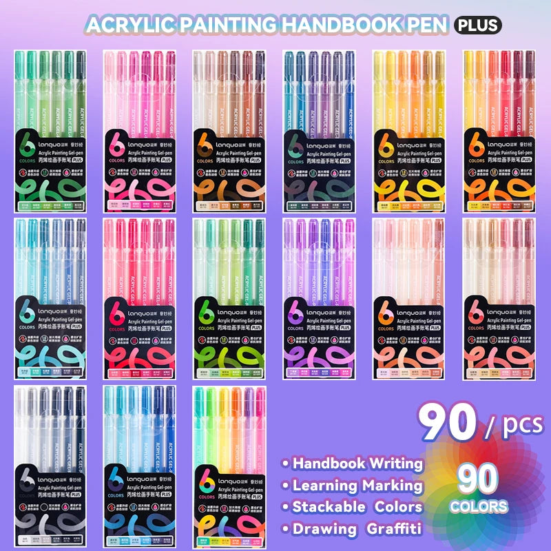 6/24/36/54/72/90 Colors Acrylic Painting Pens