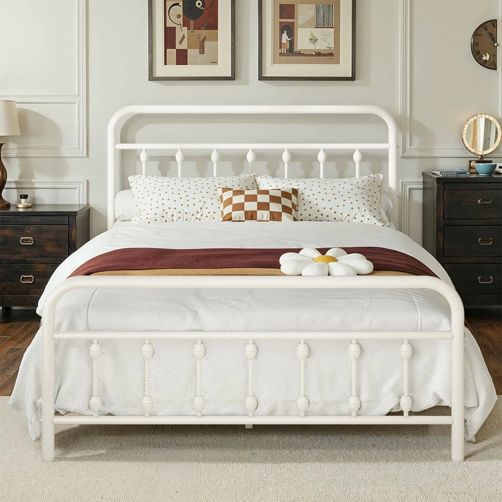 HOOMIC Metal Bed Frame With Iron Headboard/Footboard,
