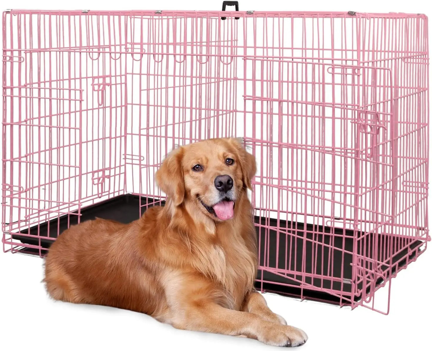 Black Foldable Metal Kennel Double Doors