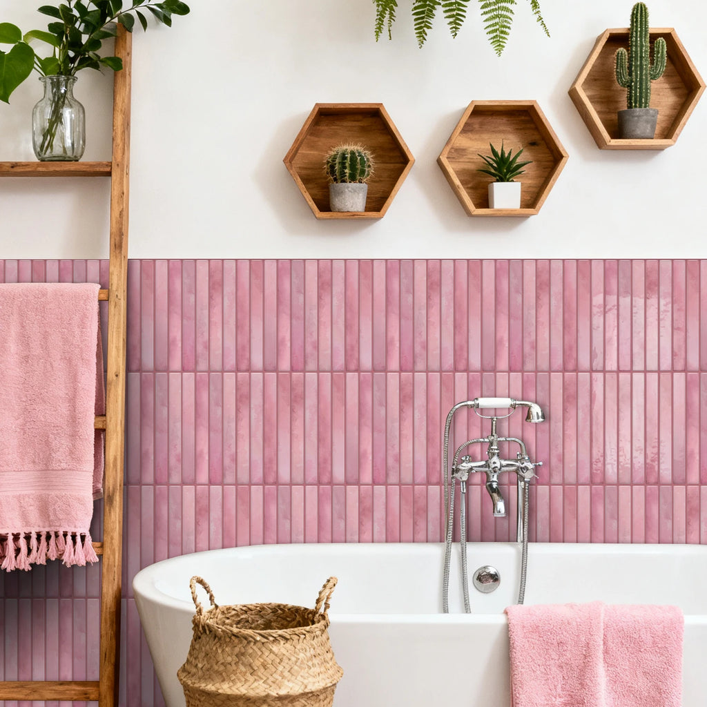 Self adhesive pink wall tiles