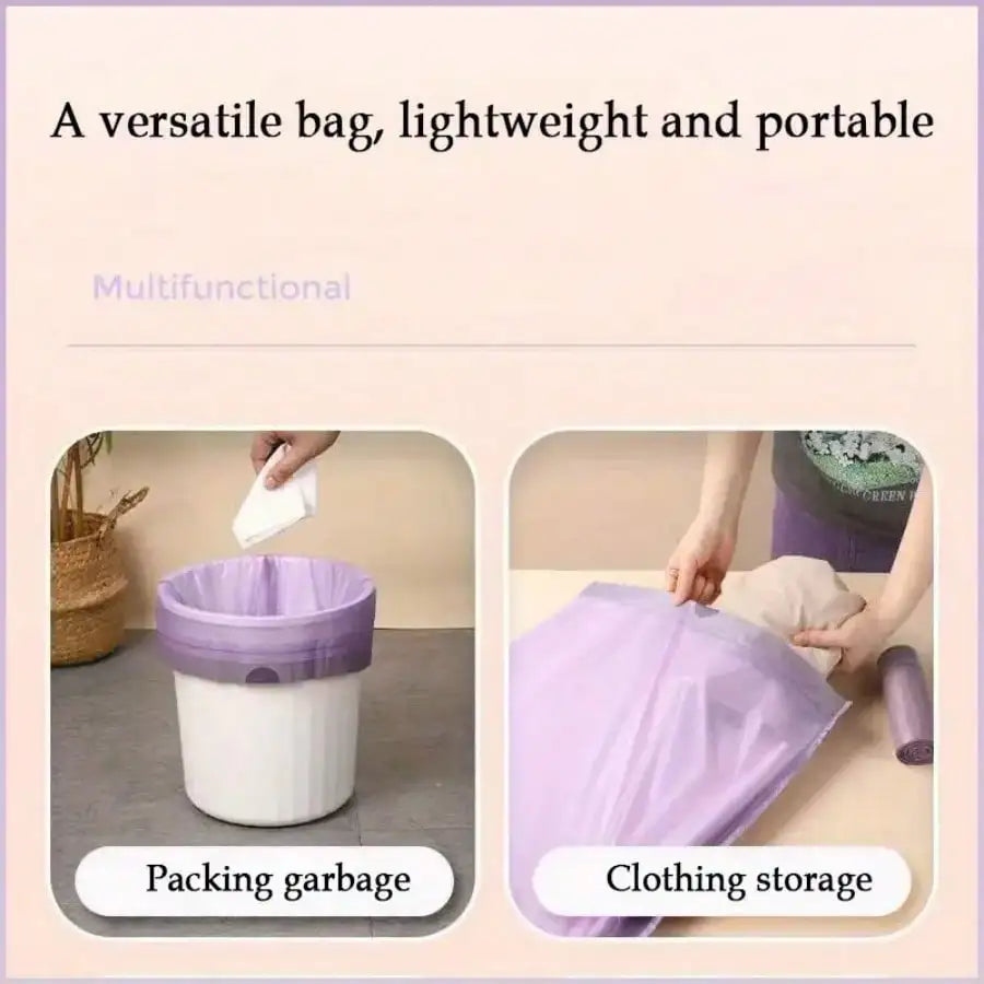 100pcs Portable Purple Drawstring  Trash Bags