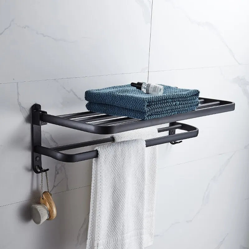 Matte Black Hook Towel Rack