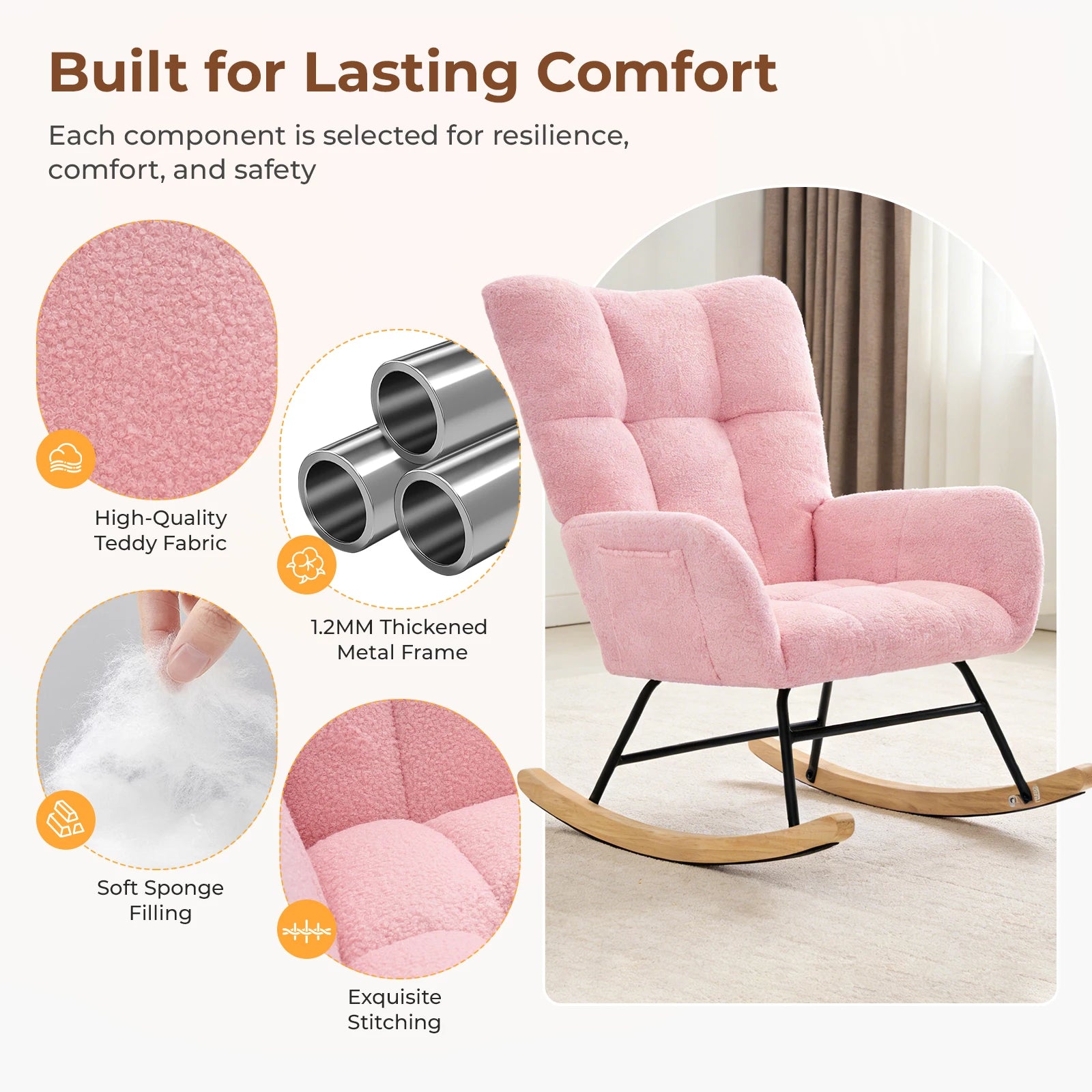 Teddy Upholstered Saucer Rocking Chair