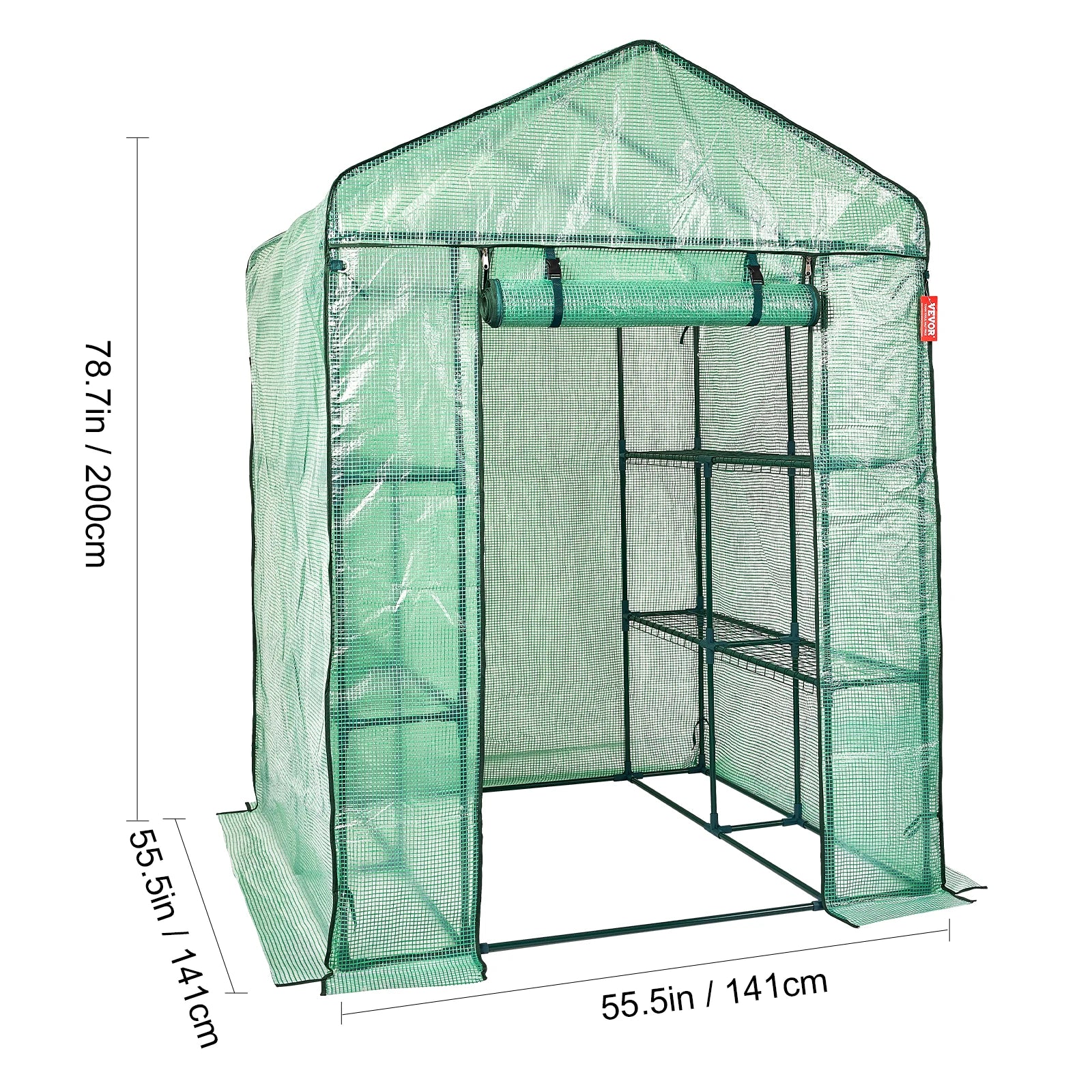 Walk-in Greenhouse with Shelves, Doors ,windows, Frame