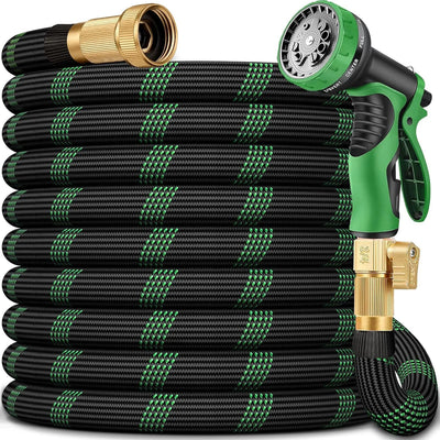 100 Foot/ Non- Retractable Garden Hose/ 10 Spray Mode