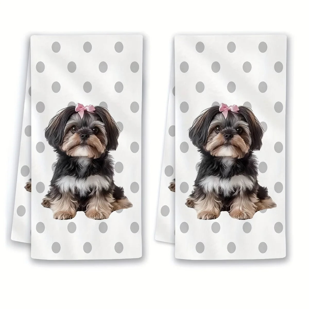 2-Pack Spotted Yorkshire Terrier Towels