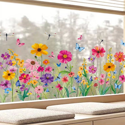 Colorful Wildflower Meadow Window Clings
