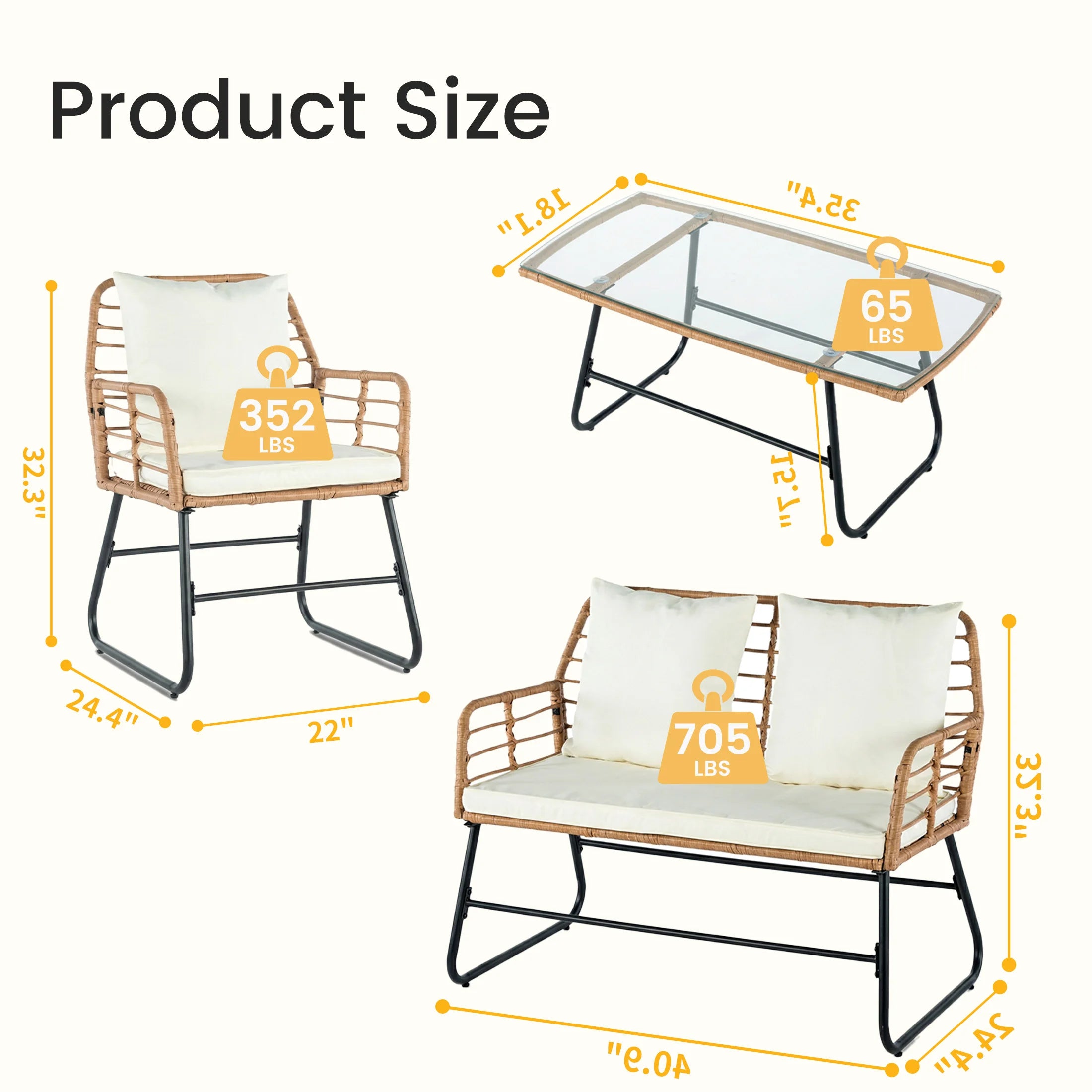 Outdoor Wicker Patio Furniture/ Set 4 pc