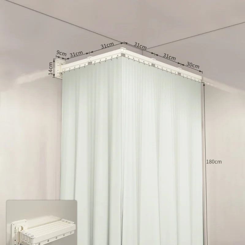 Folding Rod Shower Curtain Set