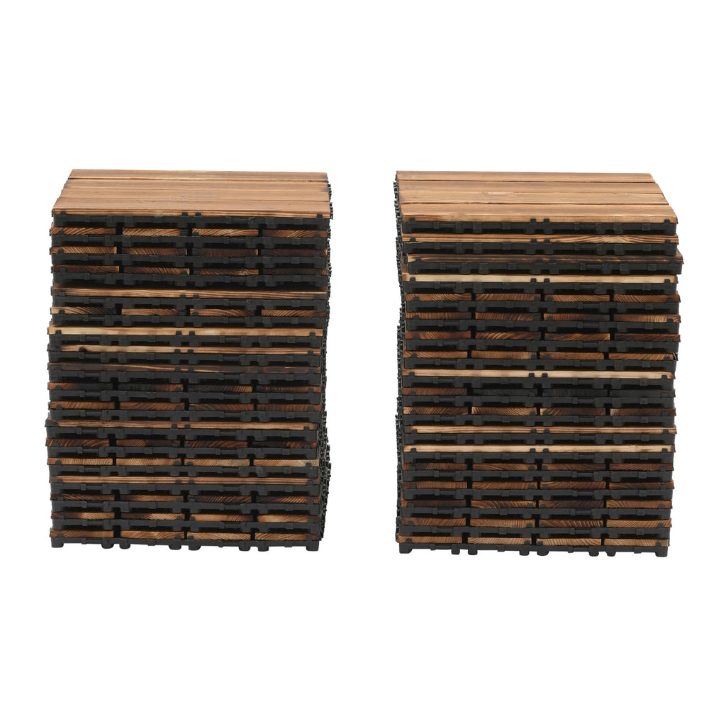 36 Pack Hardwood Patio Wood  12" × 12" Interlocking Patio Tiles