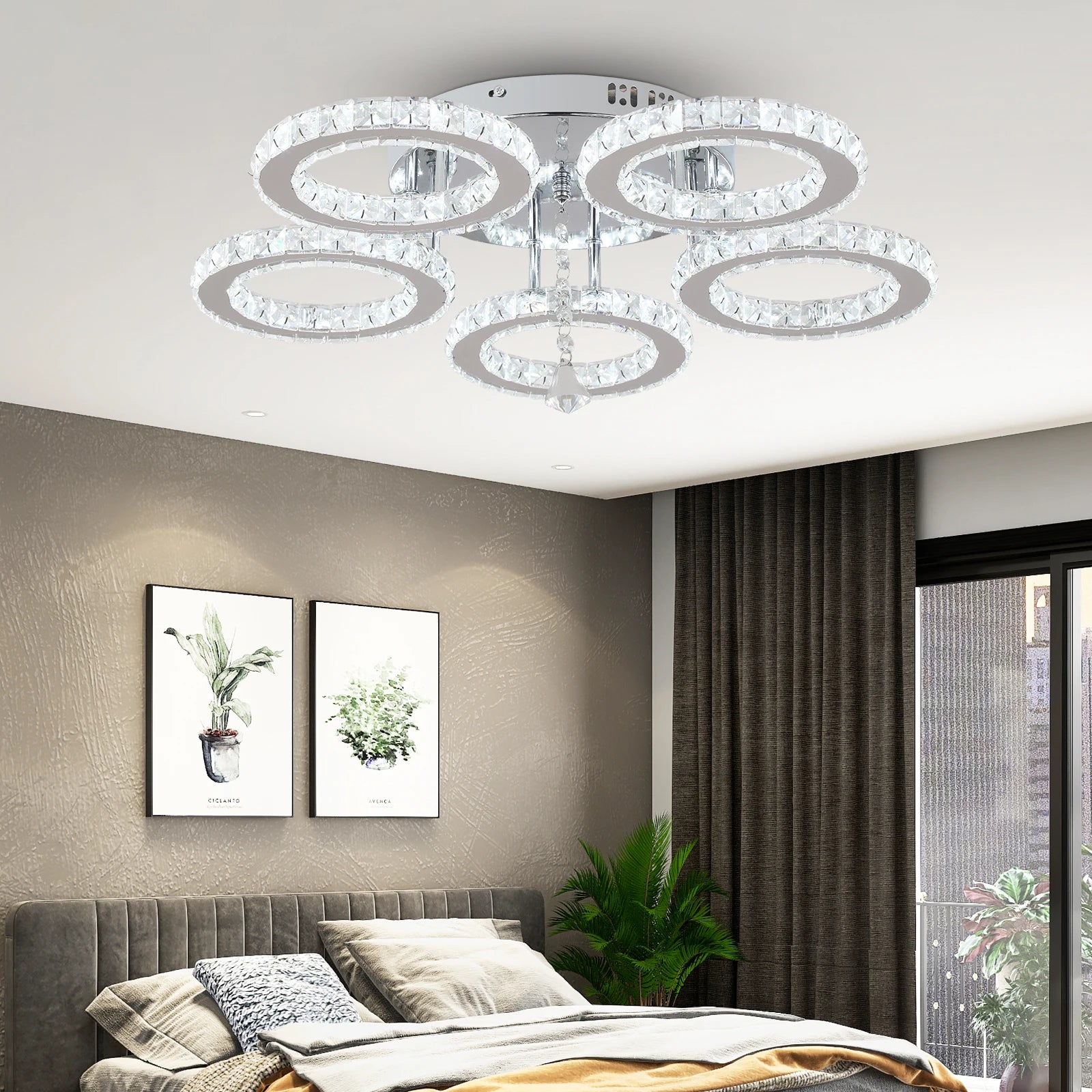 Crystal Led  Remote Control Modern Chandelier