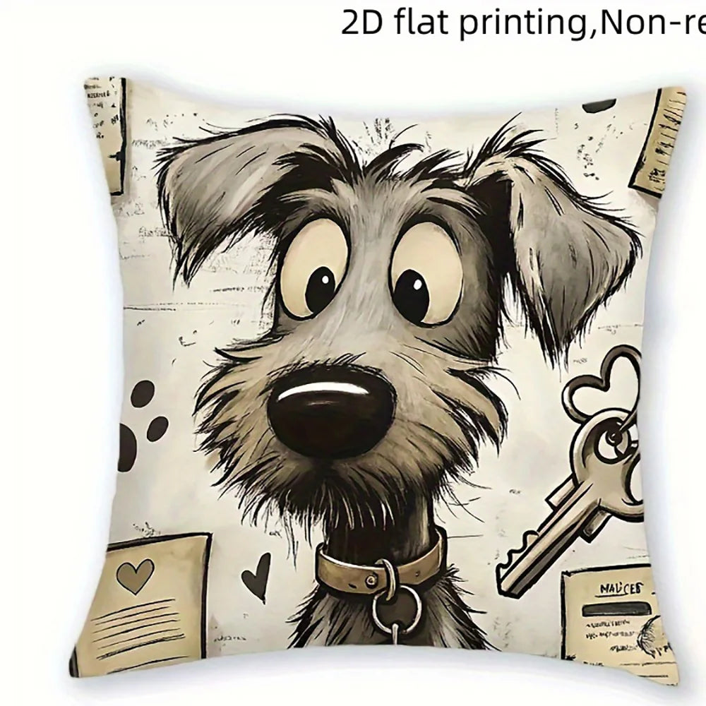 1/4pcs Dog-Patterned Pillowcases