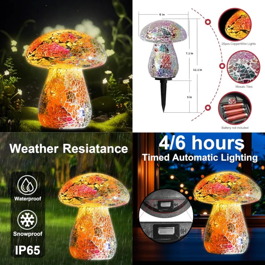Mosaic Mushroom Garden Lights/ Table Lamp