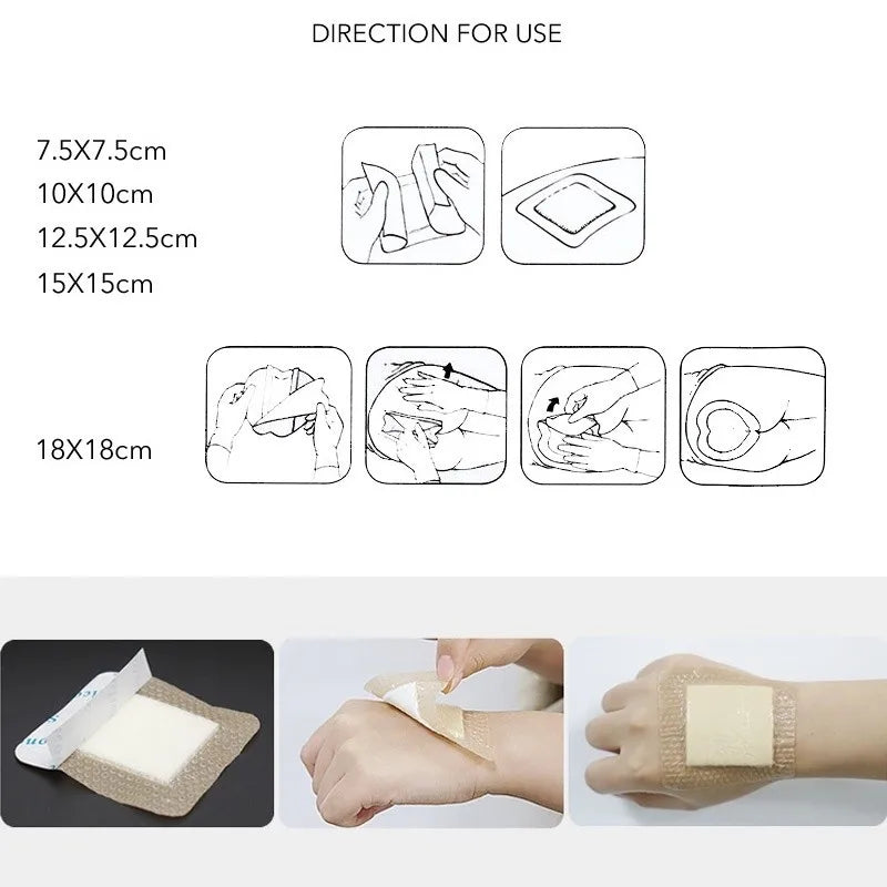 5pcs silicone foam dressing waterproof, sterile