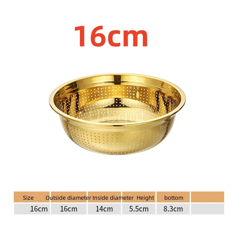 Round Golden Stainless Steel Colander