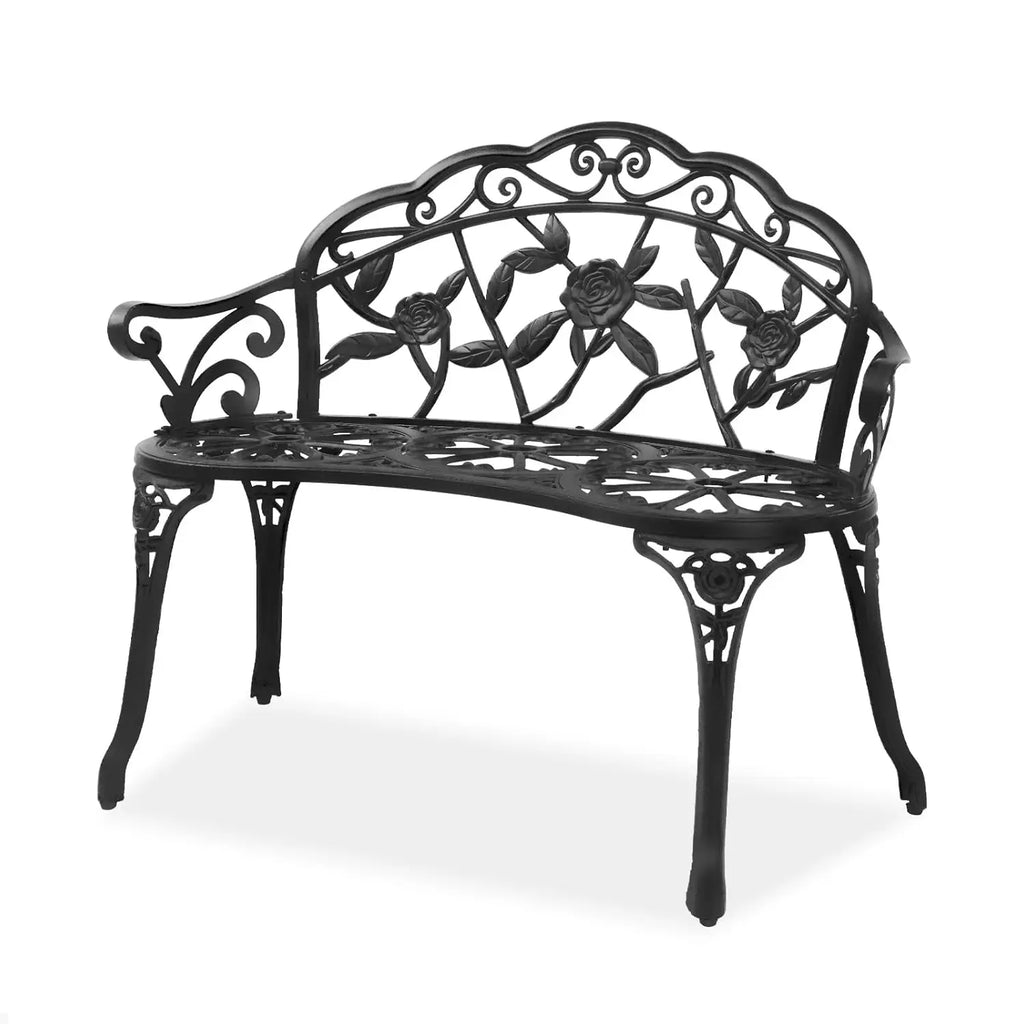 Outdoor Metal Rose Bench, 2-Person
