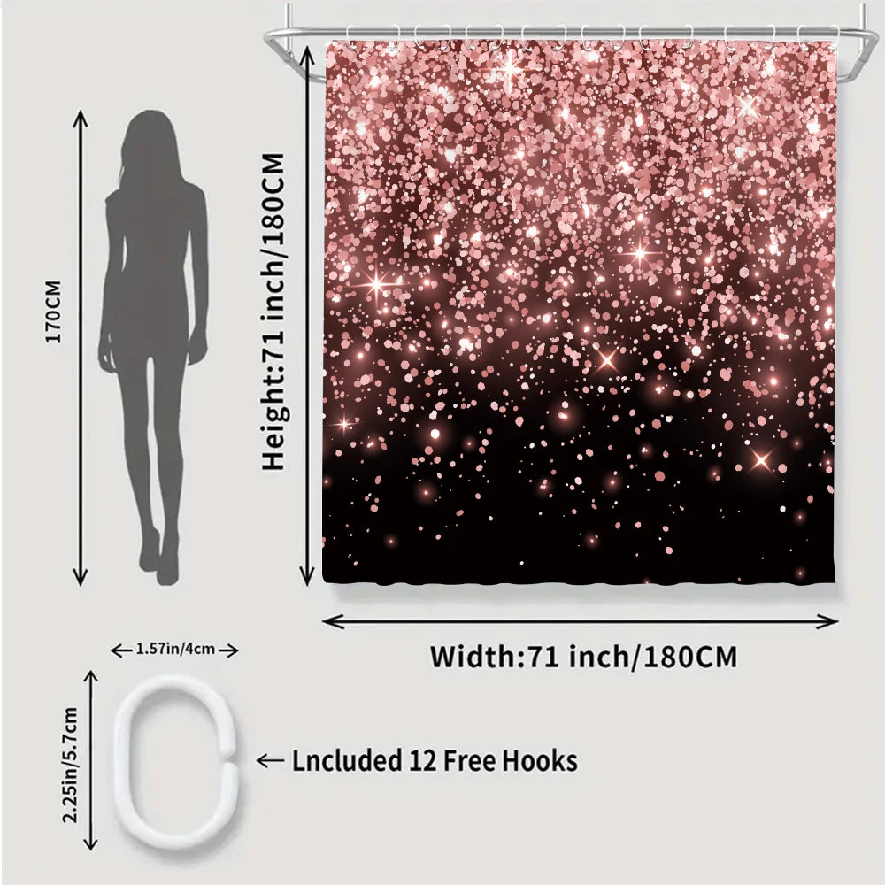 4pc black and pink shower curtain
