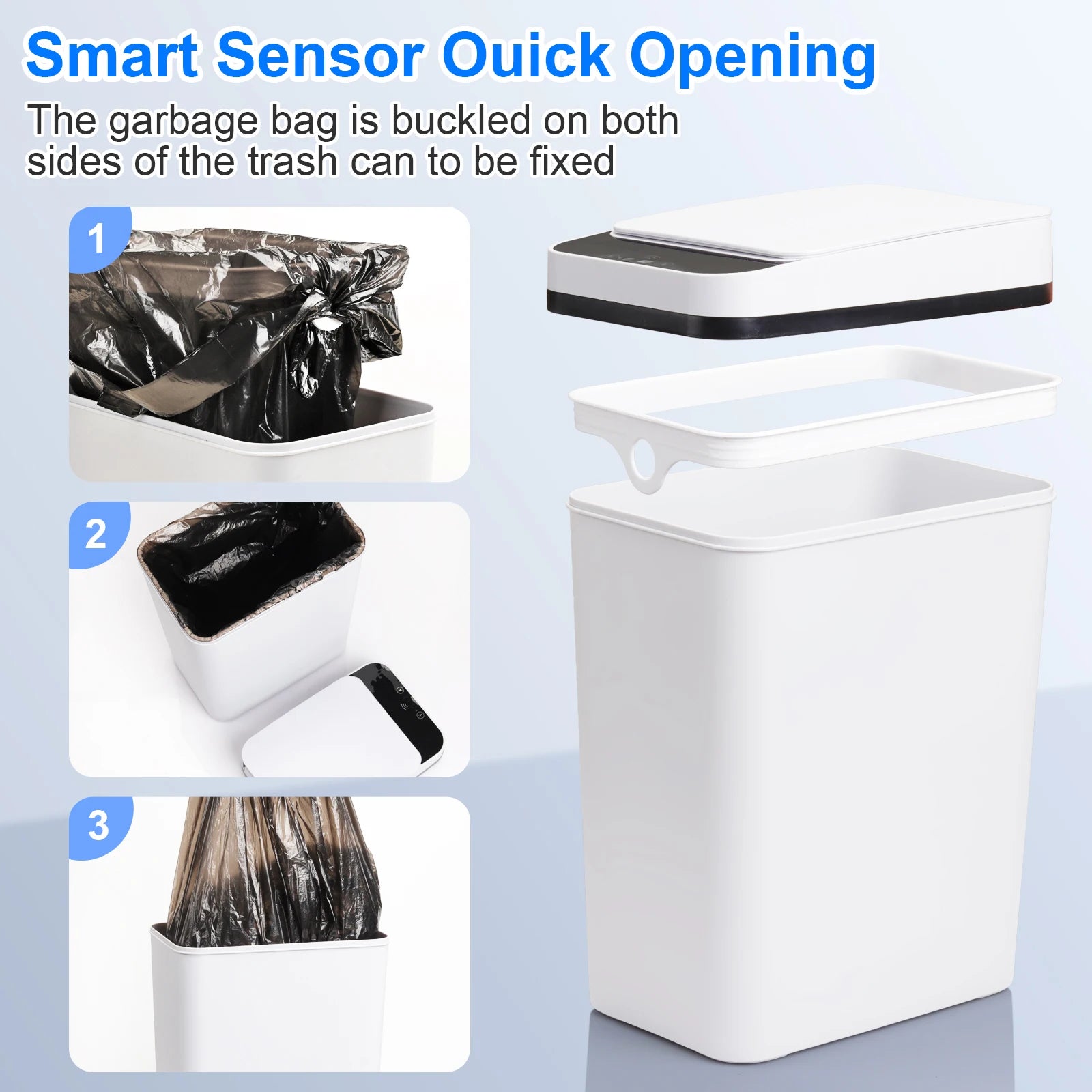 2- 12L Bathroom Automatic Trash Cans/ Touchless