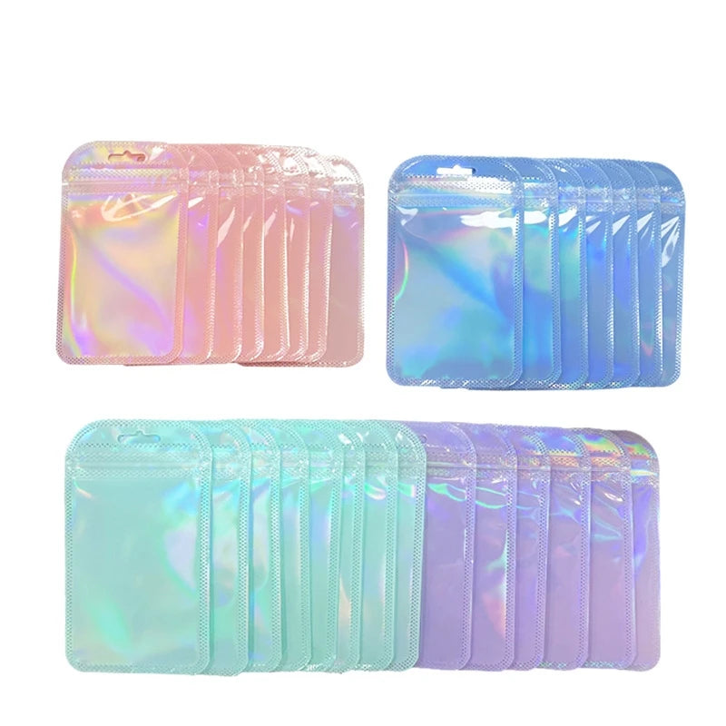 50pcs Holographic Zipper Small Food Storage