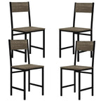Dining Chairs Set of 4, Industrial Kitchen Chairs with Metal Legs, Slanted Back, Rustic Wood Grain, Armless Side, Customized