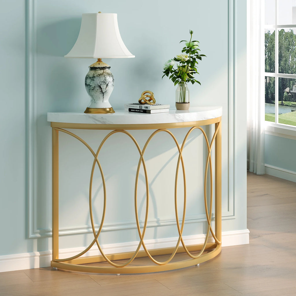 Half Moon Gold Console Table