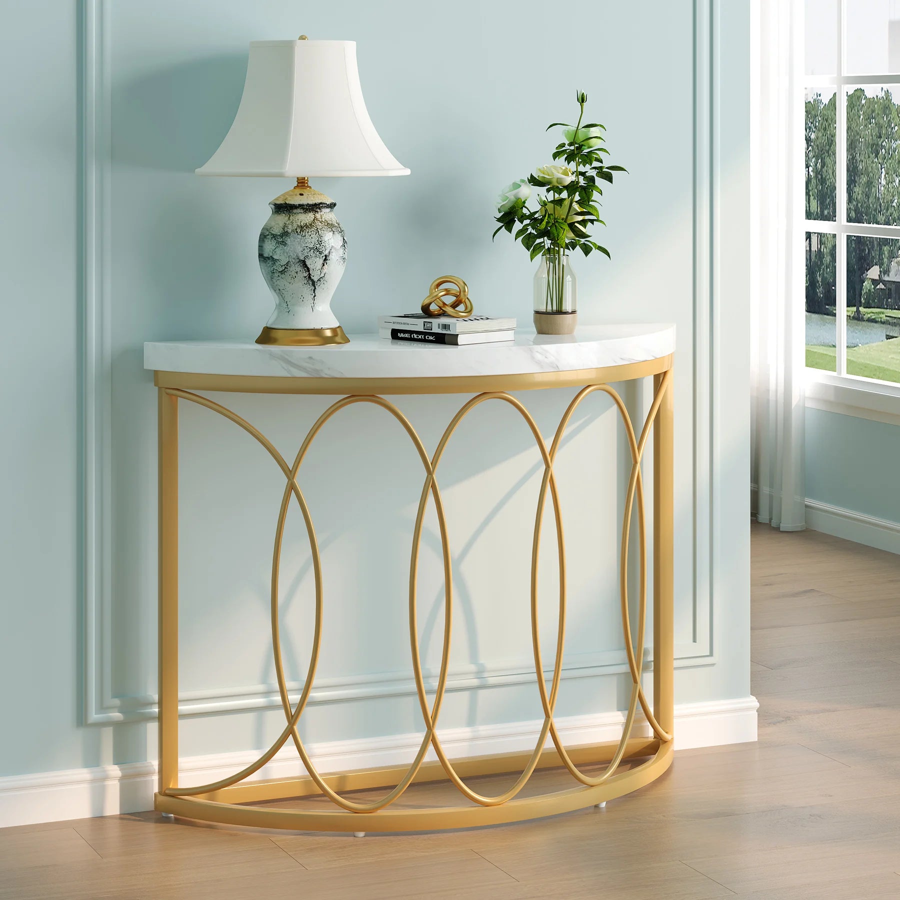 Half Moon Gold Console Table