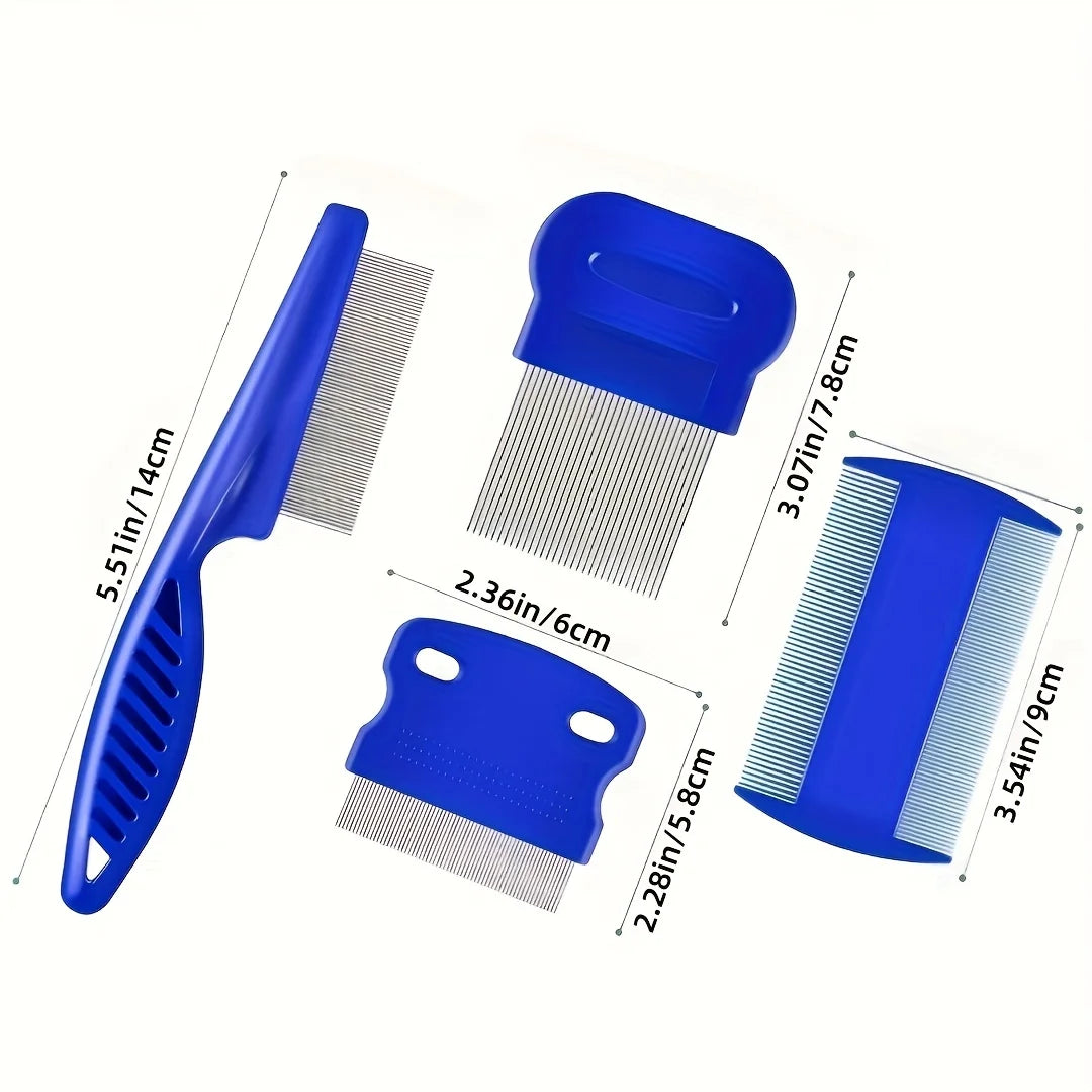 Pet- 4 Flea, Lice Combs, Stainless Steel