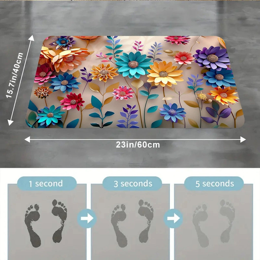 1pc multi-color floral bathroom mat, anti-slip