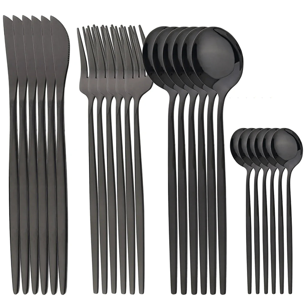 24pcs Stainless Steel Tableware Set