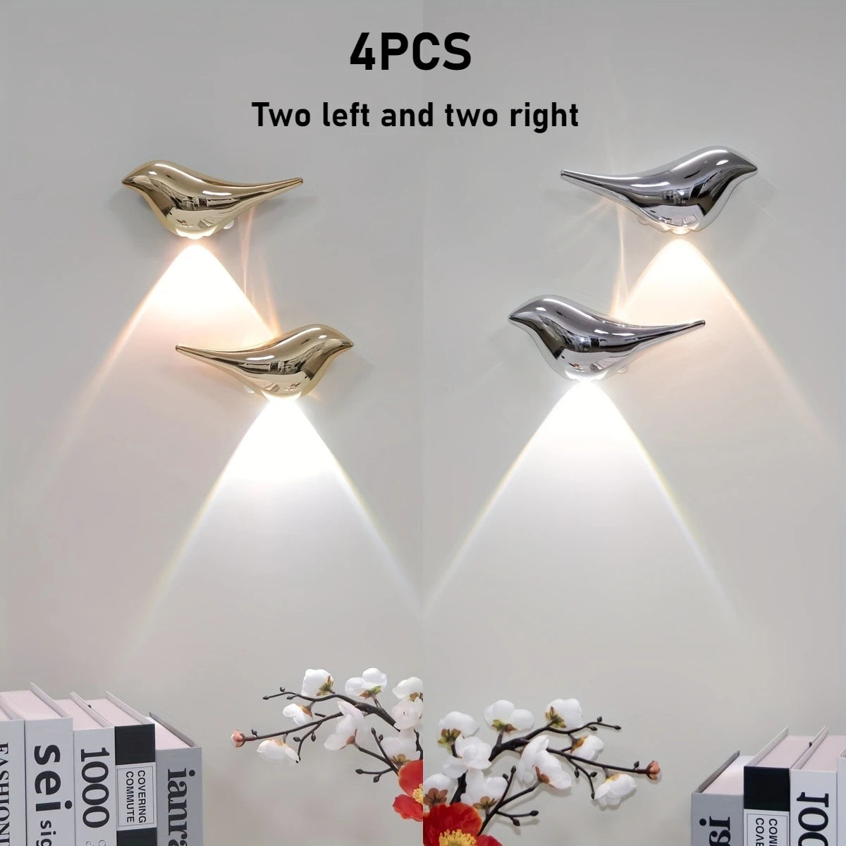 4pcs, Rechargeable Wall Lights  Motion Sensor Bird-Shaped