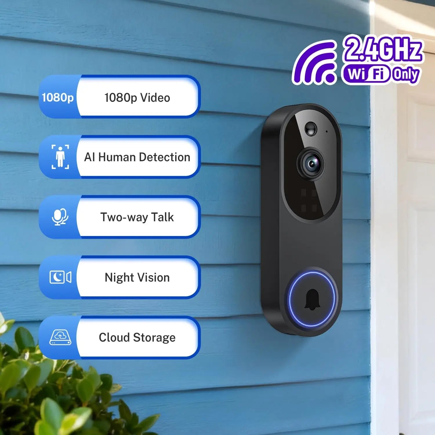 Wireless Wi-Fi Video Doorbell Camera
