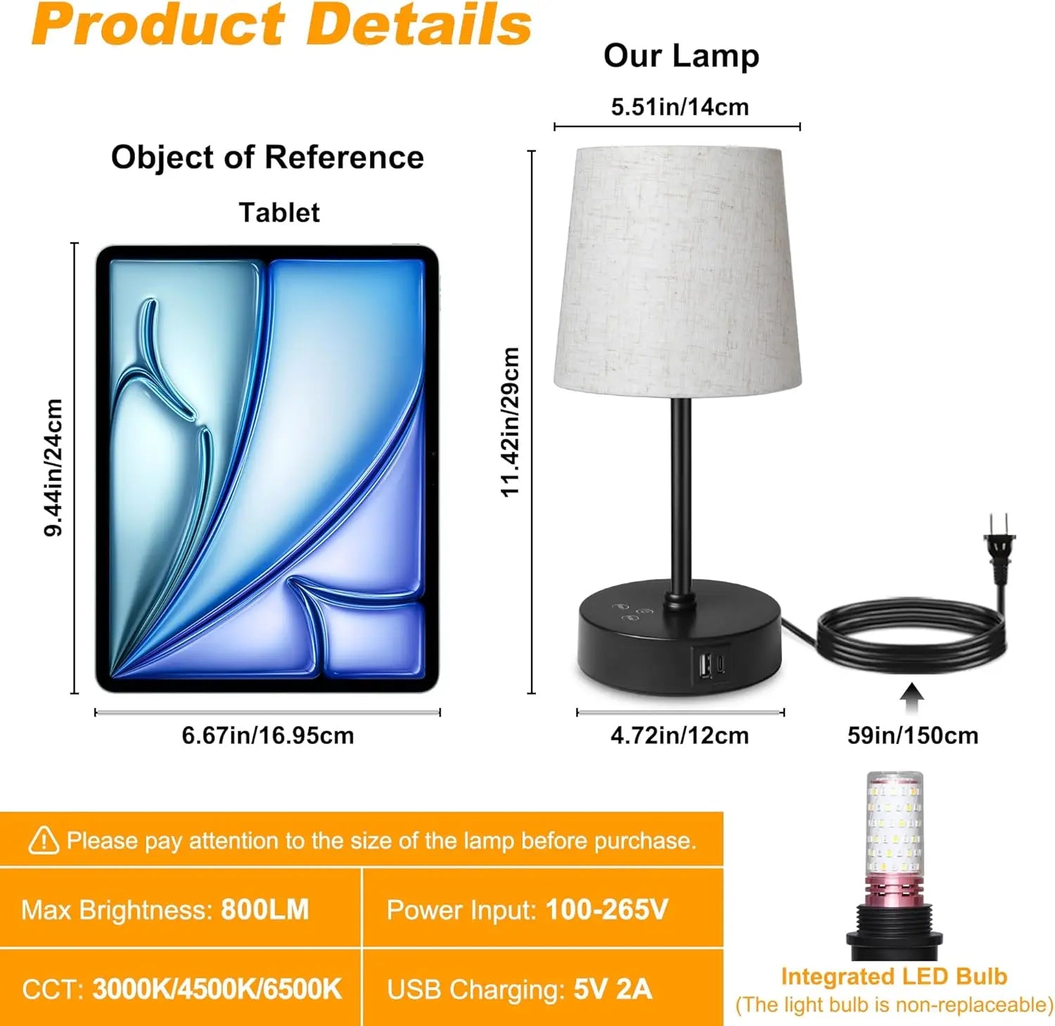 Set 2 Color Changing Lamps ,Touch Control