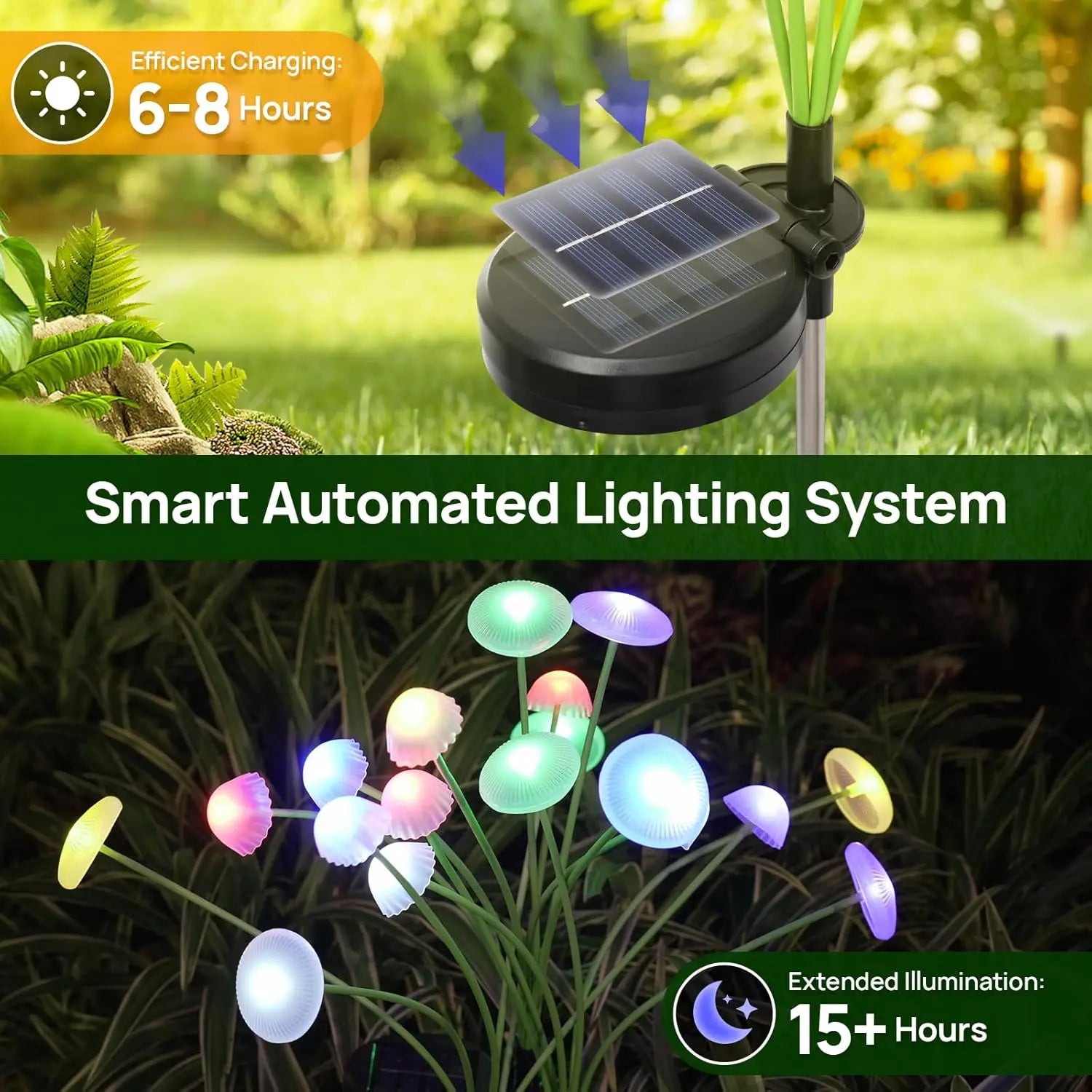 Dual Mode LED Solar Mushroom Lights