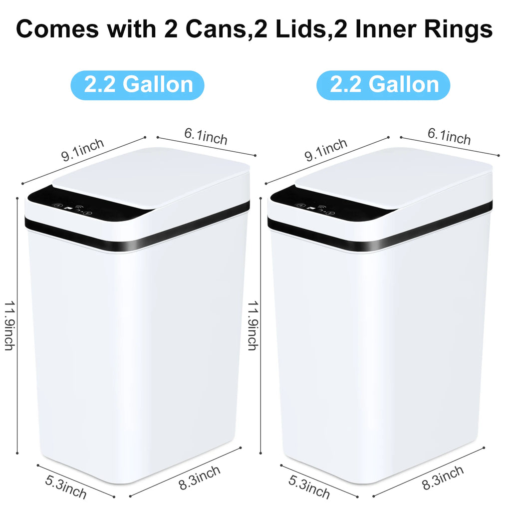 2- 12L Bathroom Automatic Trash Cans/ Touchless
